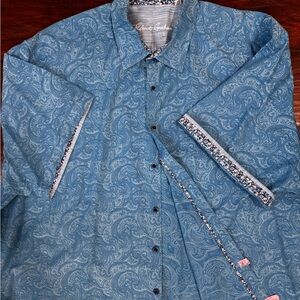 Robert Graham Blue Paisley Shirt, 4XL